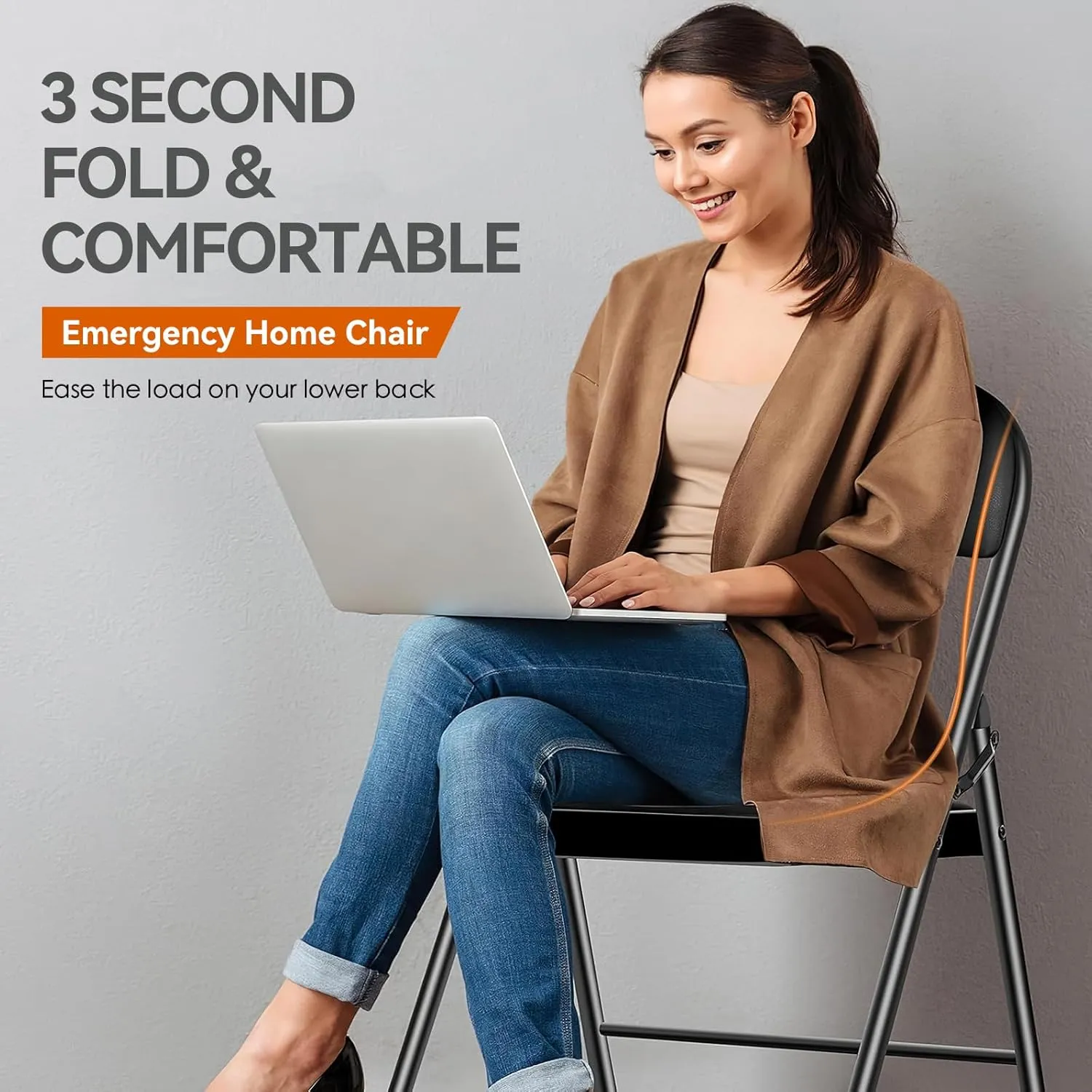 4 Pack Folding Chairs with Cushion – Padded Comfortable Foam Seating Black Space-Saving Foldable Chairs for Indoor Outdoor Weddings, Parties, Backyard & Office Events (Black, 4 Pack)