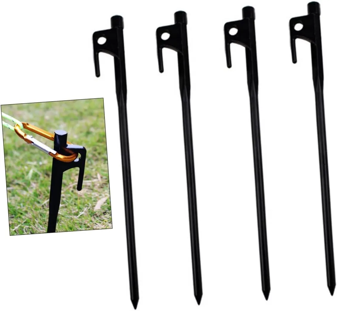 4 Pack Heavy Duty Steel Ground Nails Tent Stakes 20cm for Tarp Camping Awning Canopy