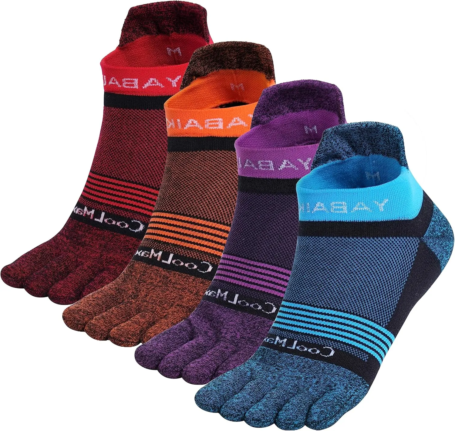 4 Pack Toe Socks COOL-MAX Ankle for Men Women Athletic Running Breathable No Show