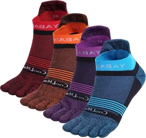 4 Pack Toe Socks COOL-MAX Ankle for Men Women Athletic Running Breathable No Show