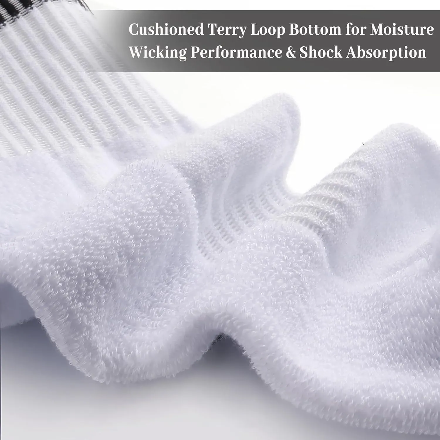 4 Pairs Athletic Socks Cotton Cushioned Striped Crew Socks Sports Running Socks for Men Women Teens
