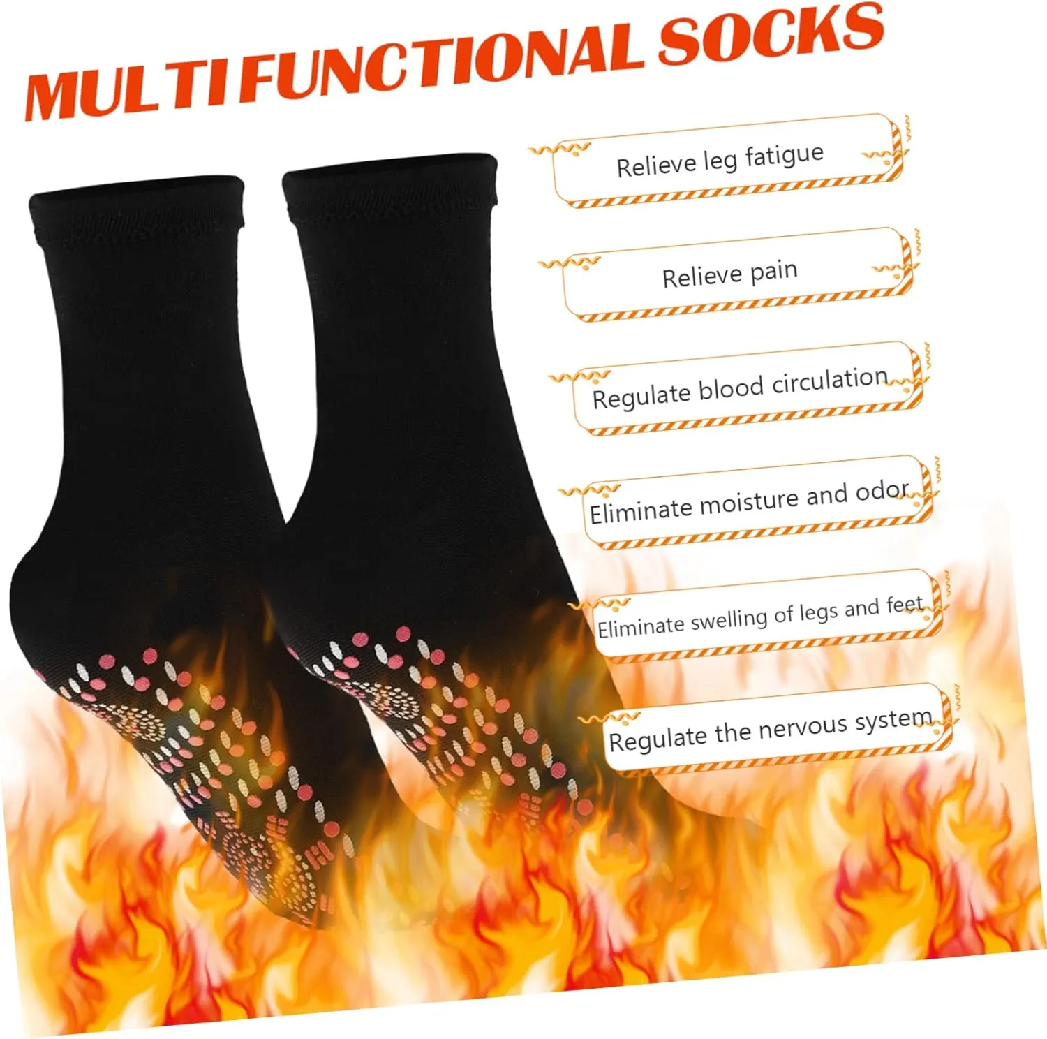 4 Pairs Heating Socks Comfortable Socks Massage Socks Thermal Socks Women Heated Socks for Winter