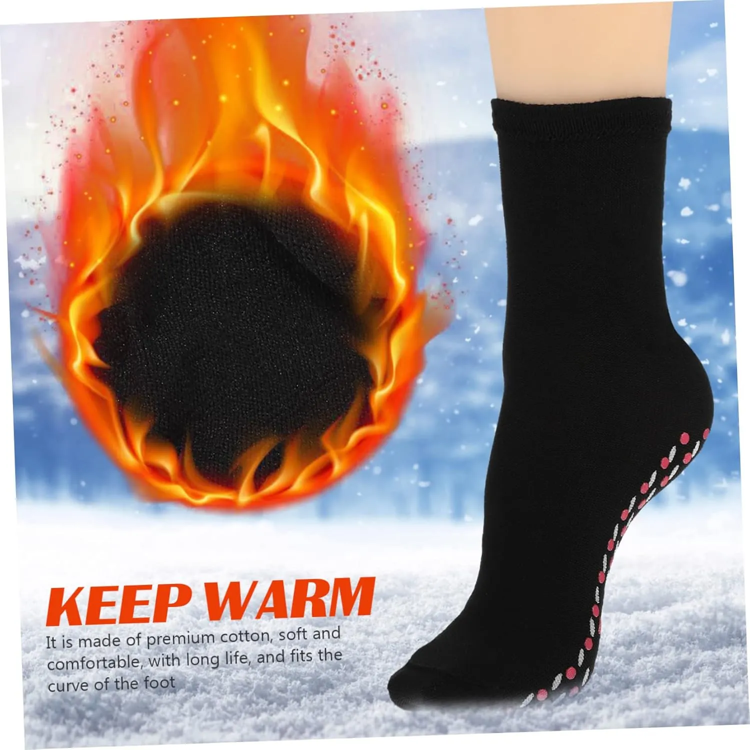 4 Pairs Heating Socks Comfortable Socks Massage Socks Thermal Socks Women Heated Socks for Winter
