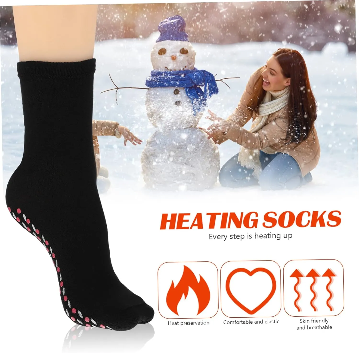 4 Pairs Heating Socks Comfortable Socks Massage Socks Thermal Socks Women Heated Socks for Winter
