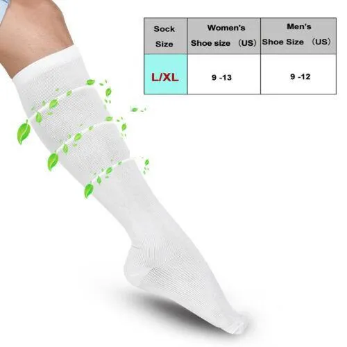 4-Pairs: White L/XL Compression Socks Running Sports Graduated Travel