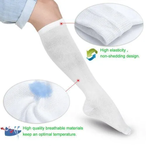 4-Pairs: White L/XL Compression Socks Running Sports Graduated Travel