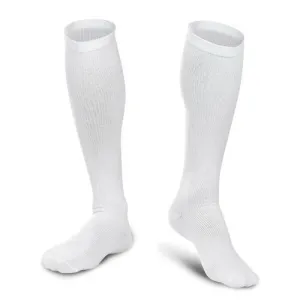 4-Pairs: White L/XL Compression Socks Running Sports Graduated Travel