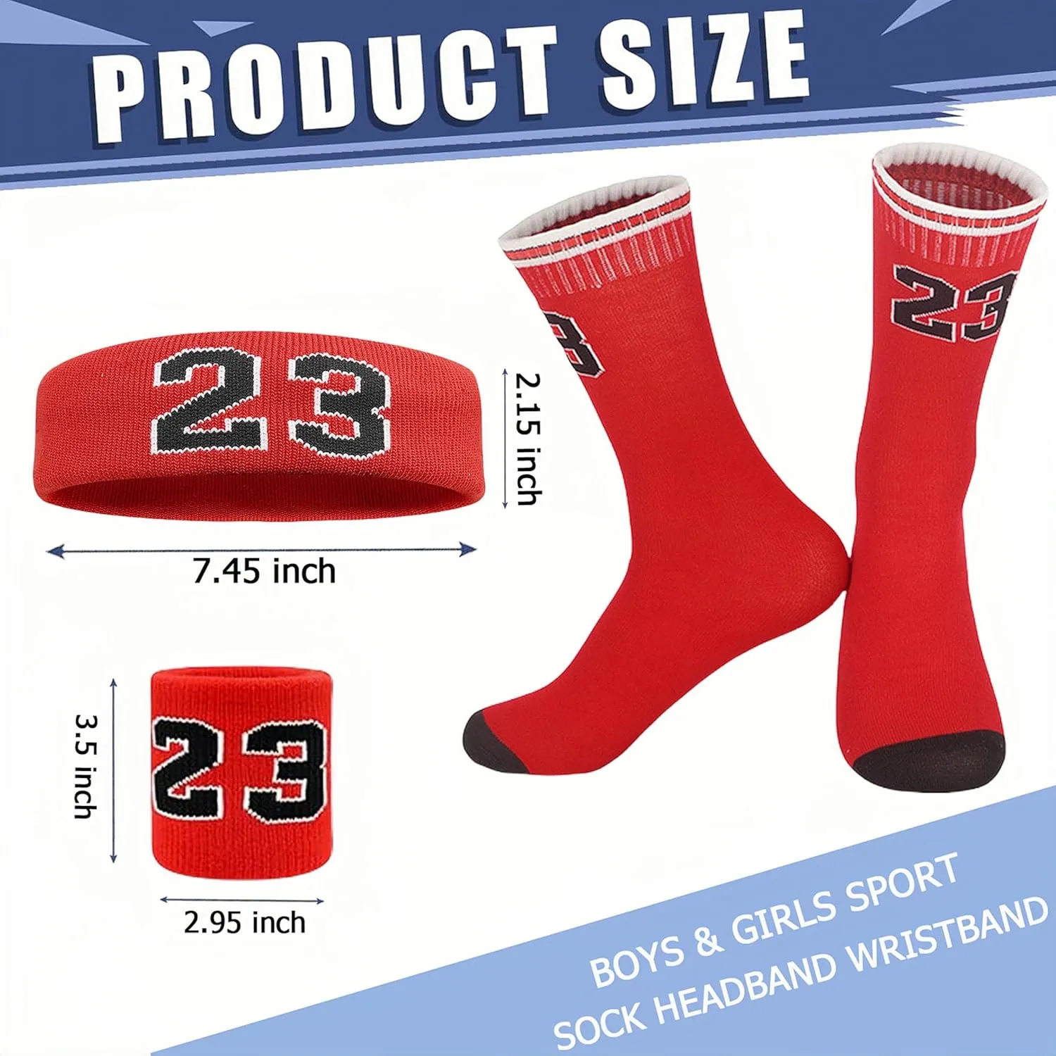 4 Pcs Basketball Accessories Socks for Boys and Girls-Basketball Sweatbands Wristbands Kit-Sport Socks for Kids 6-14