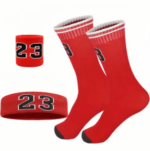 4 Pcs Basketball Accessories Socks for Boys and Girls-Basketball Sweatbands Wristbands Kit-Sport Socks for Kids 6-14