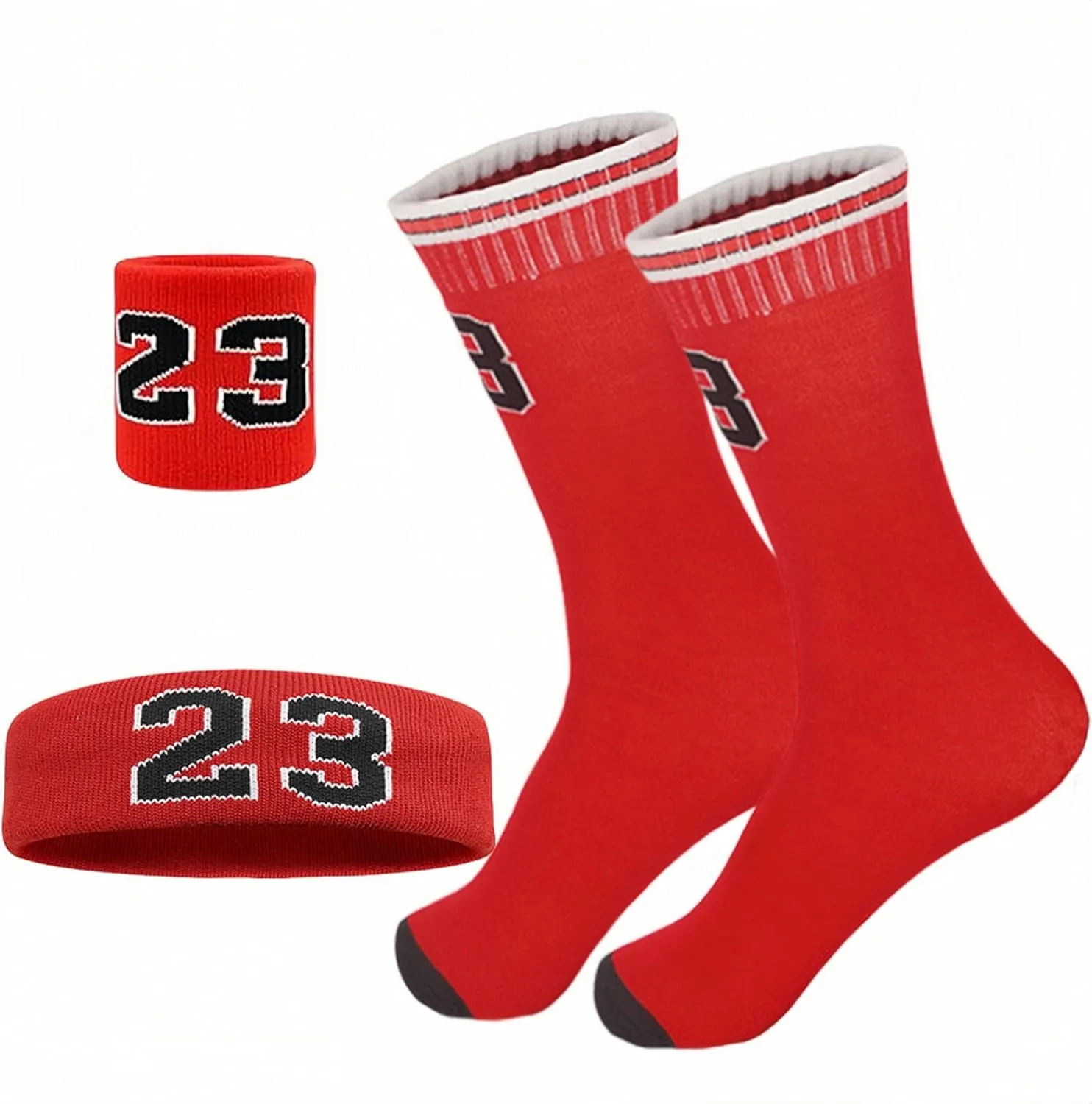 4 Pcs Basketball Accessories Socks for Boys and Girls-Basketball Sweatbands Wristbands Kit-Sport Socks for Kids 6-14