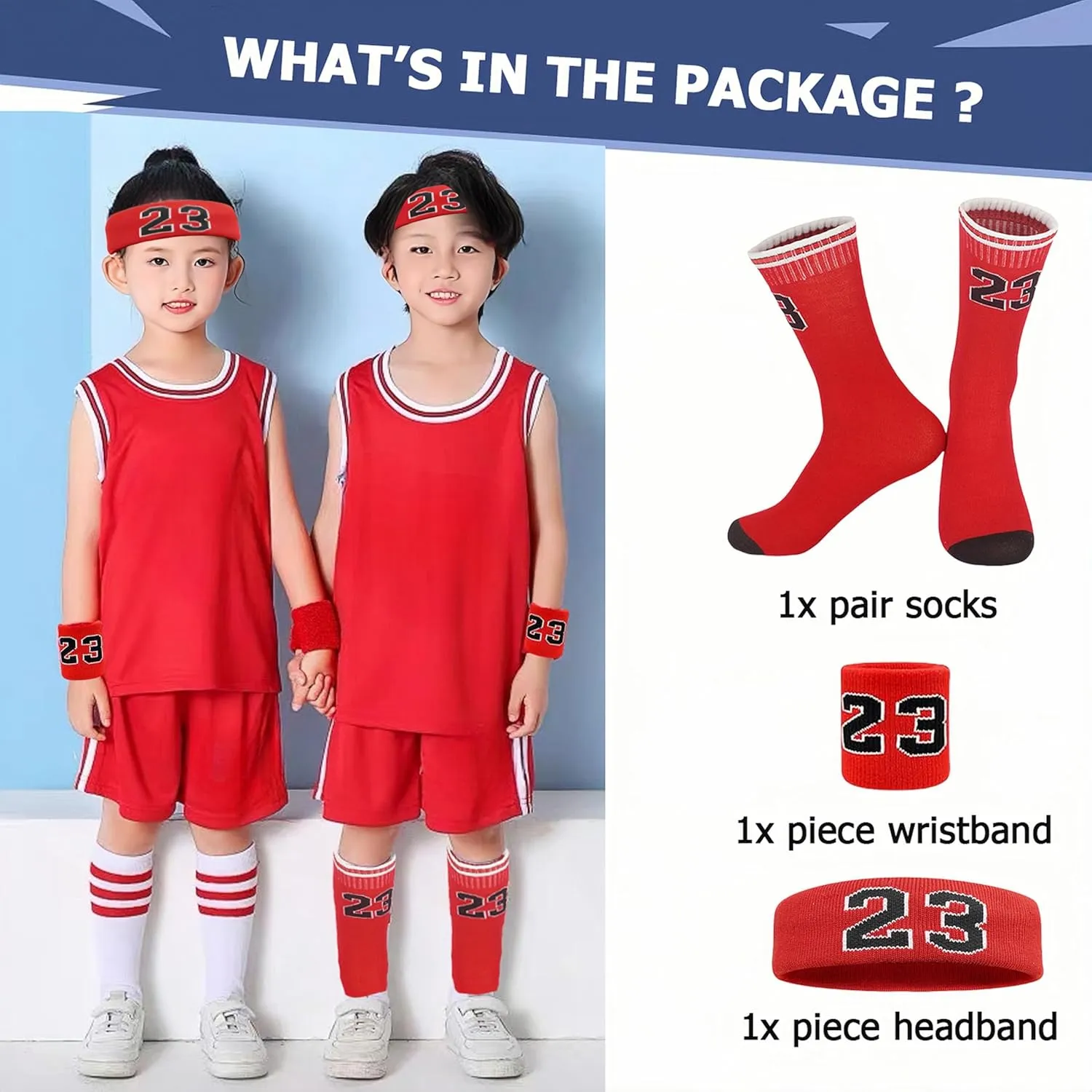 4 Pcs Basketball Accessories Socks for Boys and Girls-Basketball Sweatbands Wristbands Kit-Sport Socks for Kids 6-14