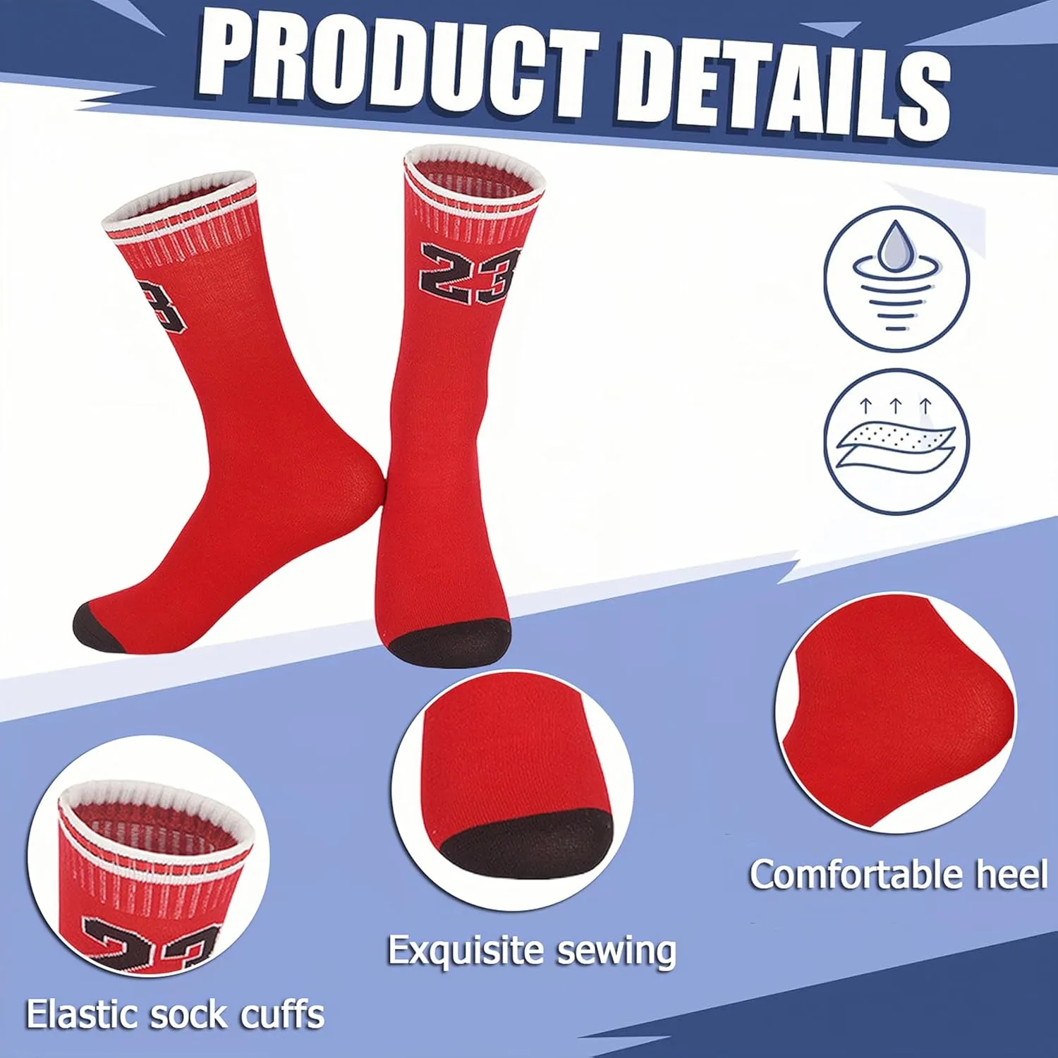4 Pcs Basketball Accessories Socks for Boys and Girls-Basketball Sweatbands Wristbands Kit-Sport Socks for Kids 6-14