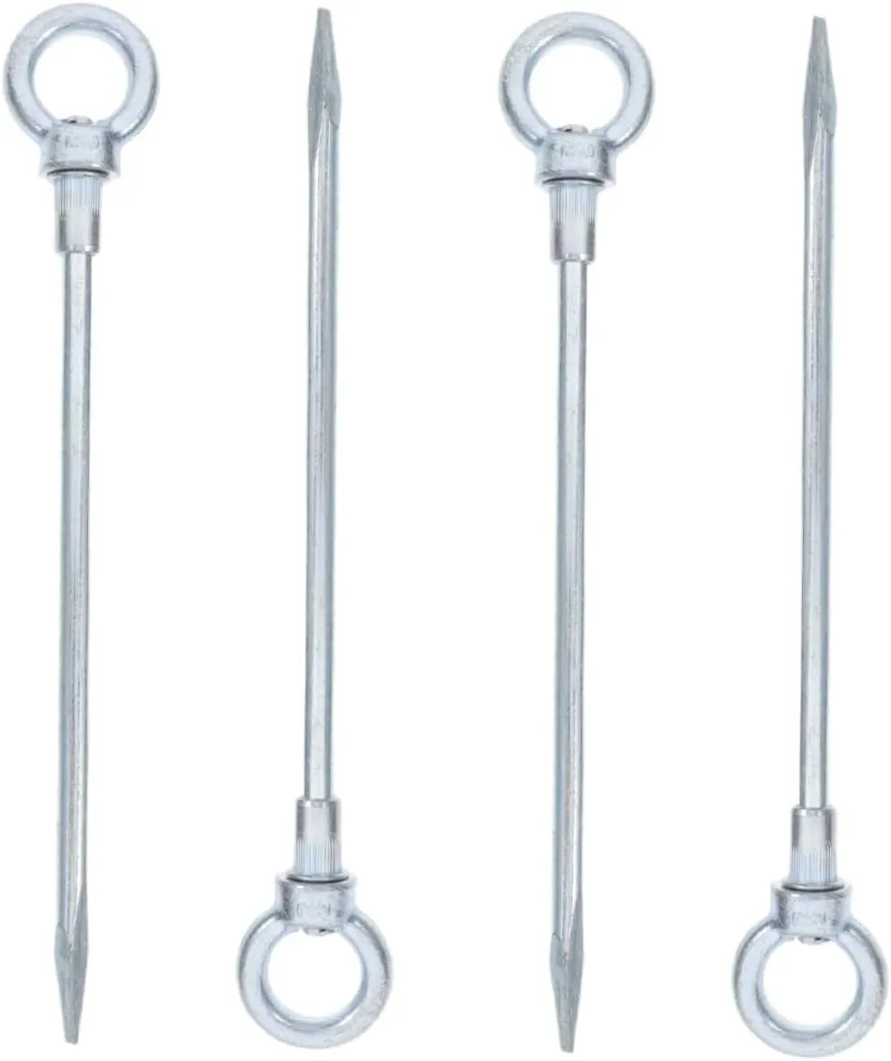 4 Pcs Outdoor Camping Site Nails Camping Tarp Pegs Tent Fixing Pegs Outdoor Tent Ground Nail Ground Nail for Tent Lightweight Aluminum Tent Stakes Silver Carbon Steel Galvanized