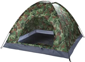 4 Person Camping Tent, 180T Silver Tape Waterproof 210D Oxford Cloth Durable Trip Tent, Breathable UV-Proof Sun Shelter for Hiking, Camping, Beach Trip 200 x 200 x 135cm