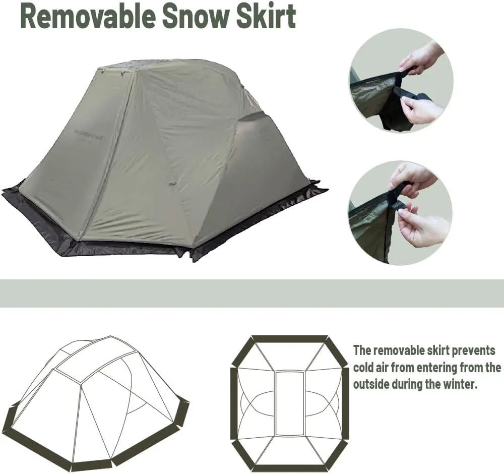 4 Person Canvas Tent with Full Rainfly&Footprint, Easy Set Up Breathable 4 Season FamilyTent for Winter Outdoor Glamping Car Camping