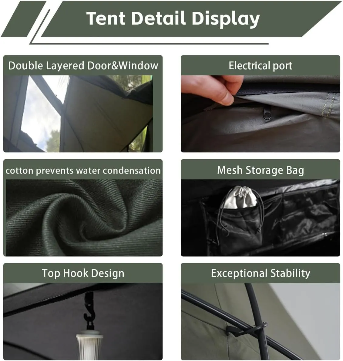 4 Person Canvas Tent with Full Rainfly&Footprint, Easy Set Up Breathable 4 Season FamilyTent for Winter Outdoor Glamping Car Camping