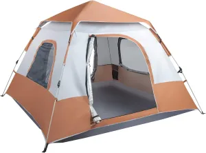 4 Person Instant Camping Tent - Easy Setup Waterproof Family Tent for Camping with Rainfly - Portable Double Layer Large Cabin Tent