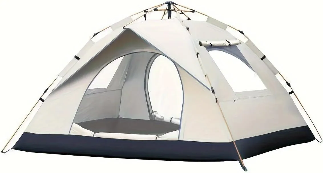 4-Person Pop-up Tent Instant Installation 3 Seconds-Light Camping Tent with Fiber Glass Pole, Waterproof Oxford Fabric, Suitable for Hiking, Beach, Backpacking Shelter