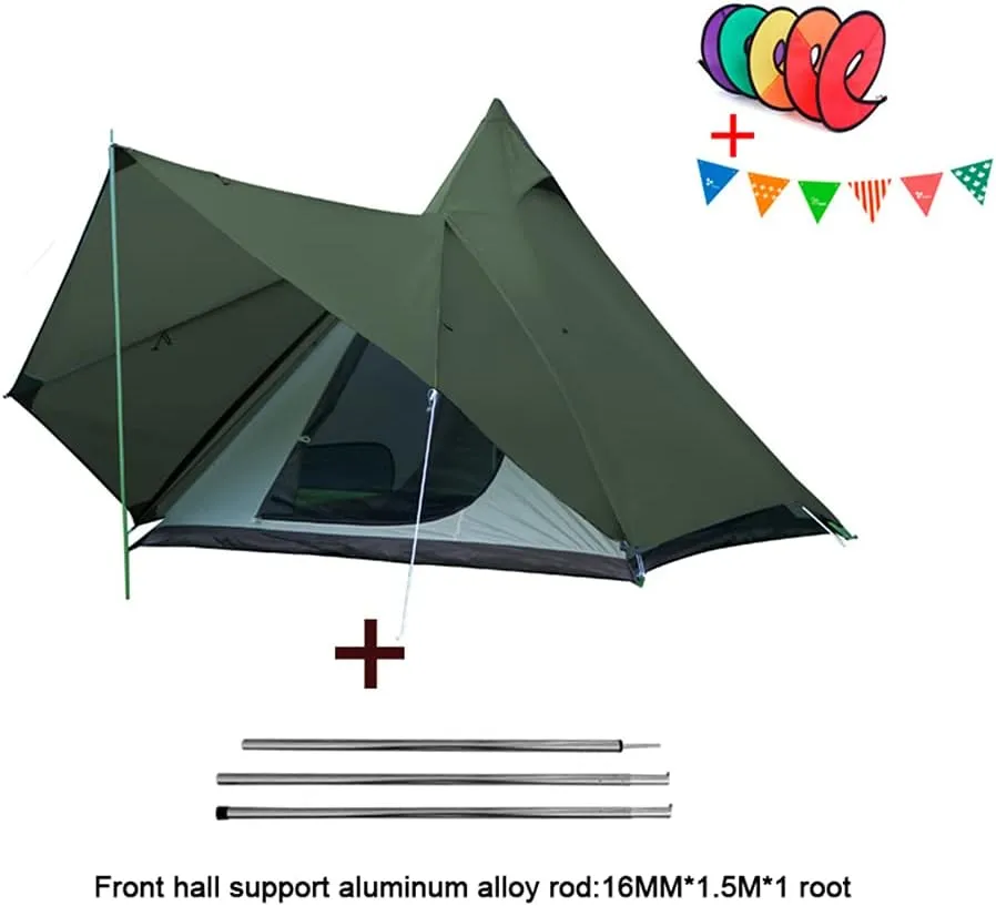 4 Person Tent for Camping Pyramid Teepee Tent Outdoor Portable Double Layers Indian Tipi Tent for Outdoor Family Hiking Yurt Tent