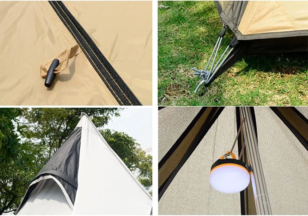 4 Person Tent for Camping Pyramid Teepee Tent Outdoor Portable Double Layers Indian Tipi Tent for Outdoor Family Hiking Yurt Tent