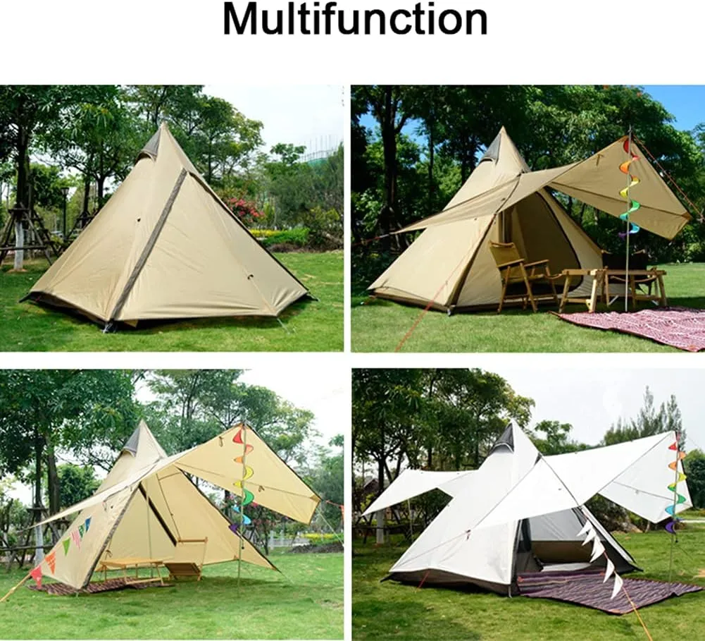 4 Person Tent for Camping Pyramid Teepee Tent Outdoor Portable Double Layers Indian Tipi Tent for Outdoor Family Hiking Yurt Tent