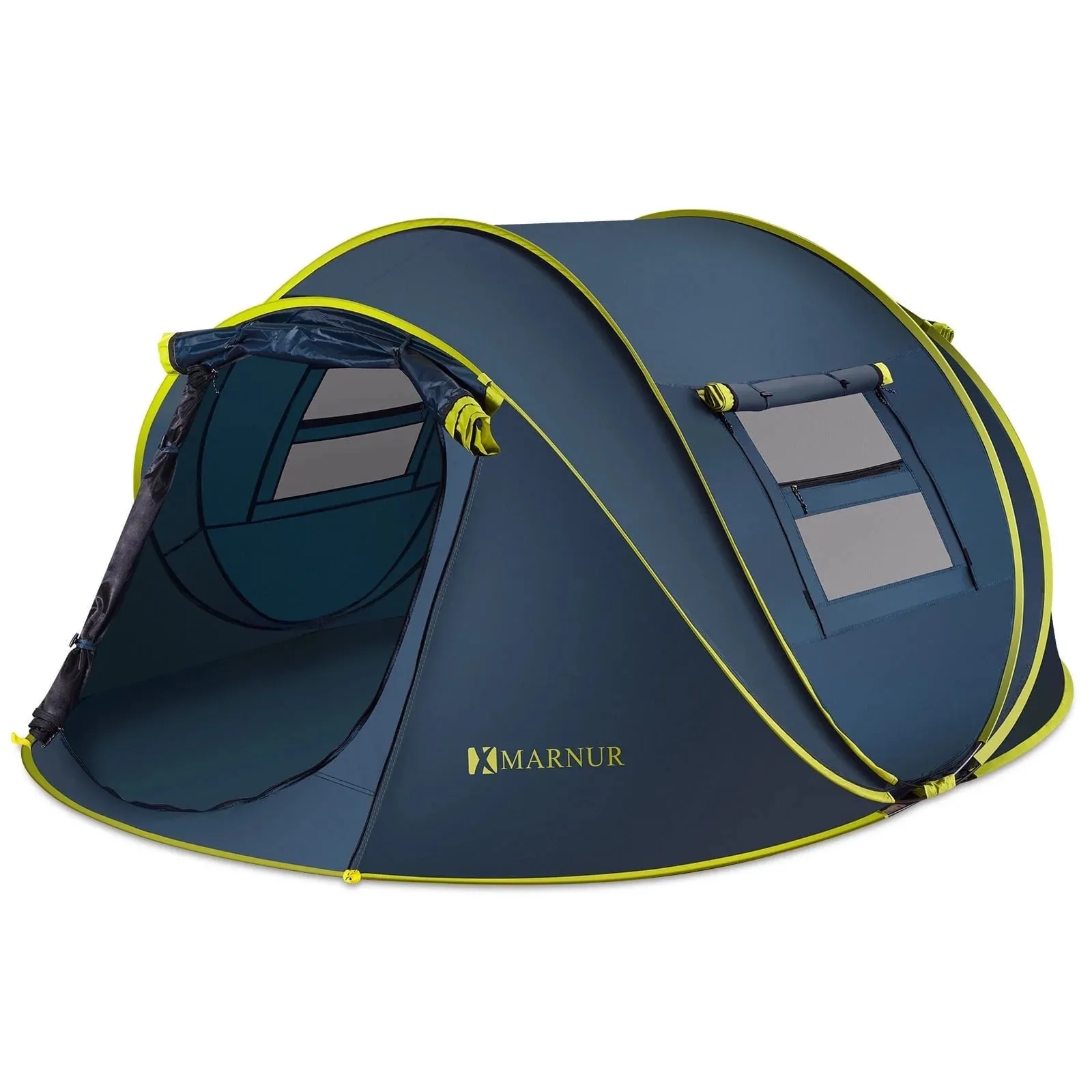 4-Person Waterproof Pop-Up Instant Tent - Spacious Doors & Windows, Dark Blue