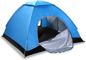 4 Persons Camping Waterproof Tent Pop Up Tent Instant Setup Tent w/2 Mosquito Net Doors Carrying Bag Folding 4 Seasons