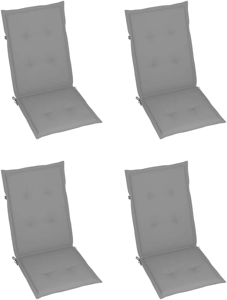 4-Piece Patio Reclining Chairs with Cushions Solid Acacia Wood Outdoor Lounge Chairs 5 Adjustable Positions Foldable Pool Beach Furniture Gray
