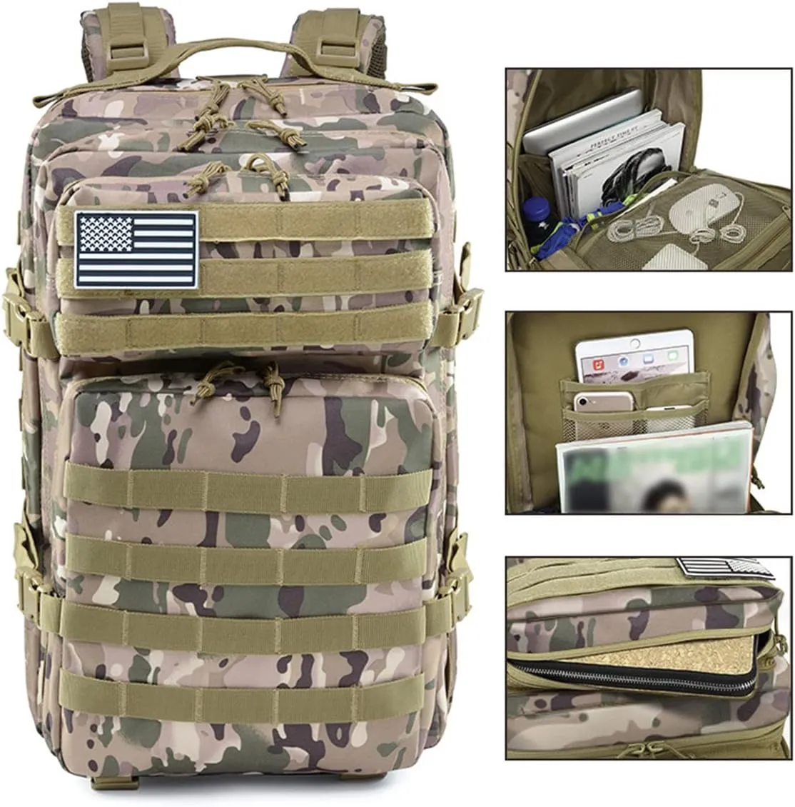 45L Military Backpack Tactica Rucksack Outdoor Assault Pack Hiking Travel Rucksacks