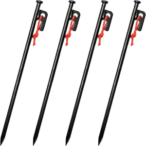 4pcs Heavy Duty Tent Ground Stakes Portable Camping Pegs for Outdoor Use with Storage Bag Garden Stakes for Secure Tarp and Tent Setup