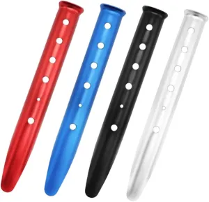 4pcs Heavy Duty Tent Stakes Metal Ground Pegs for Camping Outdoor Use Fits Various Grounds Including Ice Lightweight Durable Easy to Store and Transport