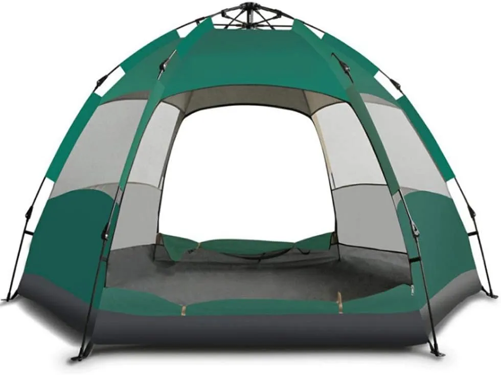 5-8 Large Tent Quick Setup Family Tent Outdoor Camping Tent Foldable Folding Tents Two Layer Backpack Tents Sunshade (Color : E) (Black One Size) (Bla