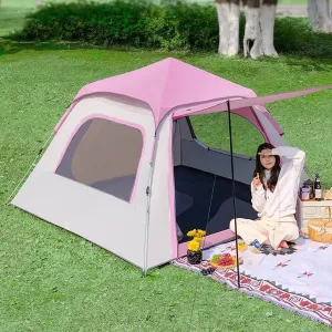 5-8 Person Tents For Camping, Lightweight Backpacking Tent Double Layer Waterproof Beach Canopy Tent, Beach Tent Sun Shelter For Outdoor Hiking Camping Mountaineering Travel ( Color : /Pink , Size : 2