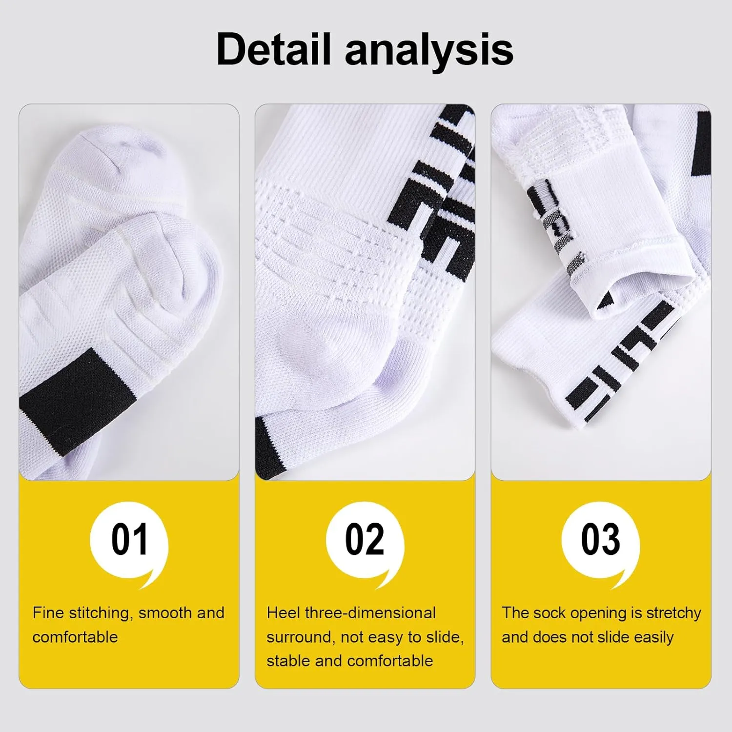 5 Pairs Elite Basketball Socks Cushioned Athletic Crew Socks for Men Youth Adult Soccer Outdoor Football Running