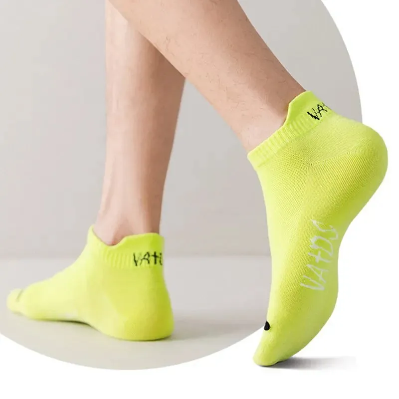 5 Pairs Mens Bright Ankle Socks Breathable Deodorant Invisible for Street Fashion Sports and Travel