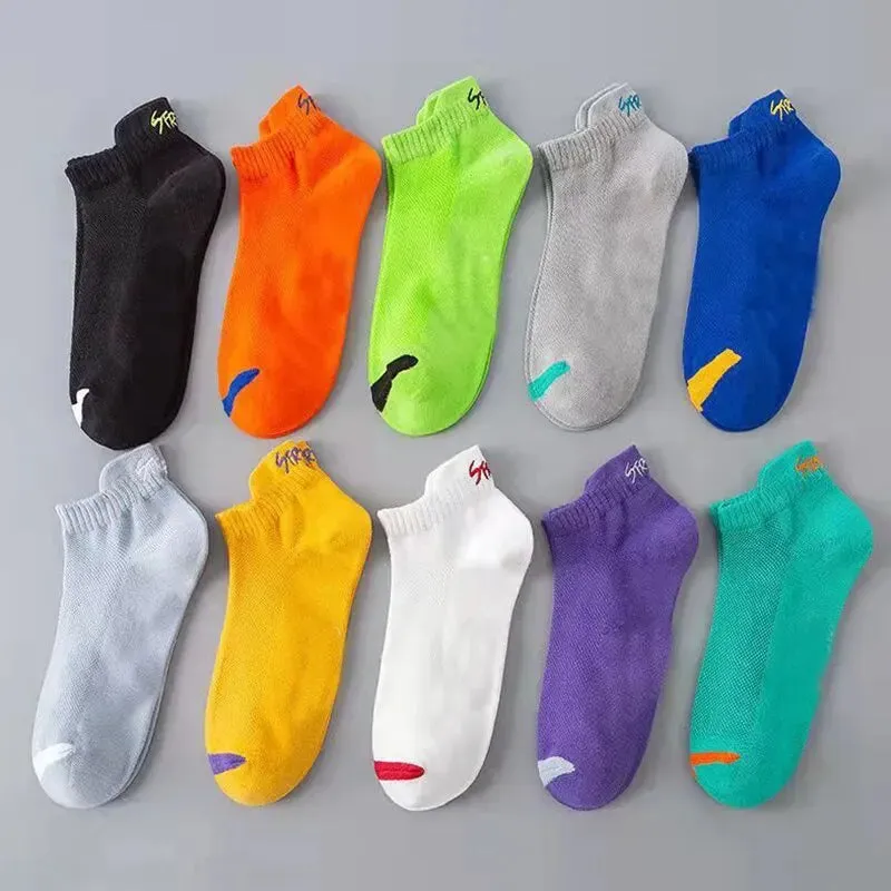 5 Pairs Mens Bright Ankle Socks Breathable Deodorant Invisible for Street Fashion Sports and Travel