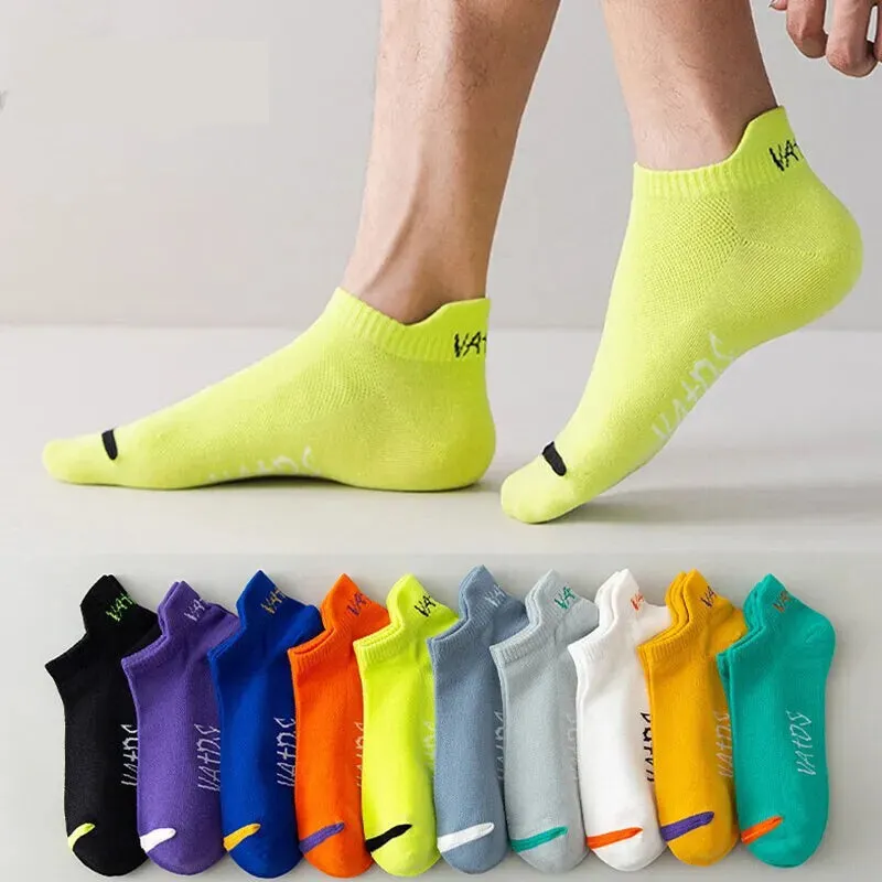 5 Pairs Mens Bright Ankle Socks Breathable Deodorant Invisible for Street Fashion Sports and Travel