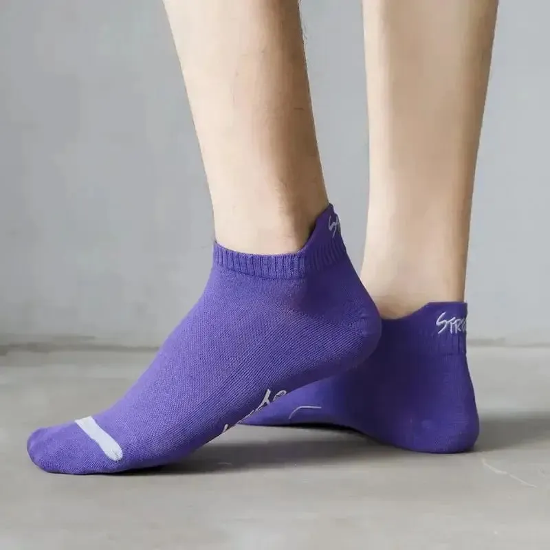5 Pairs Mens Bright Ankle Socks Breathable Deodorant Invisible for Street Fashion Sports and Travel