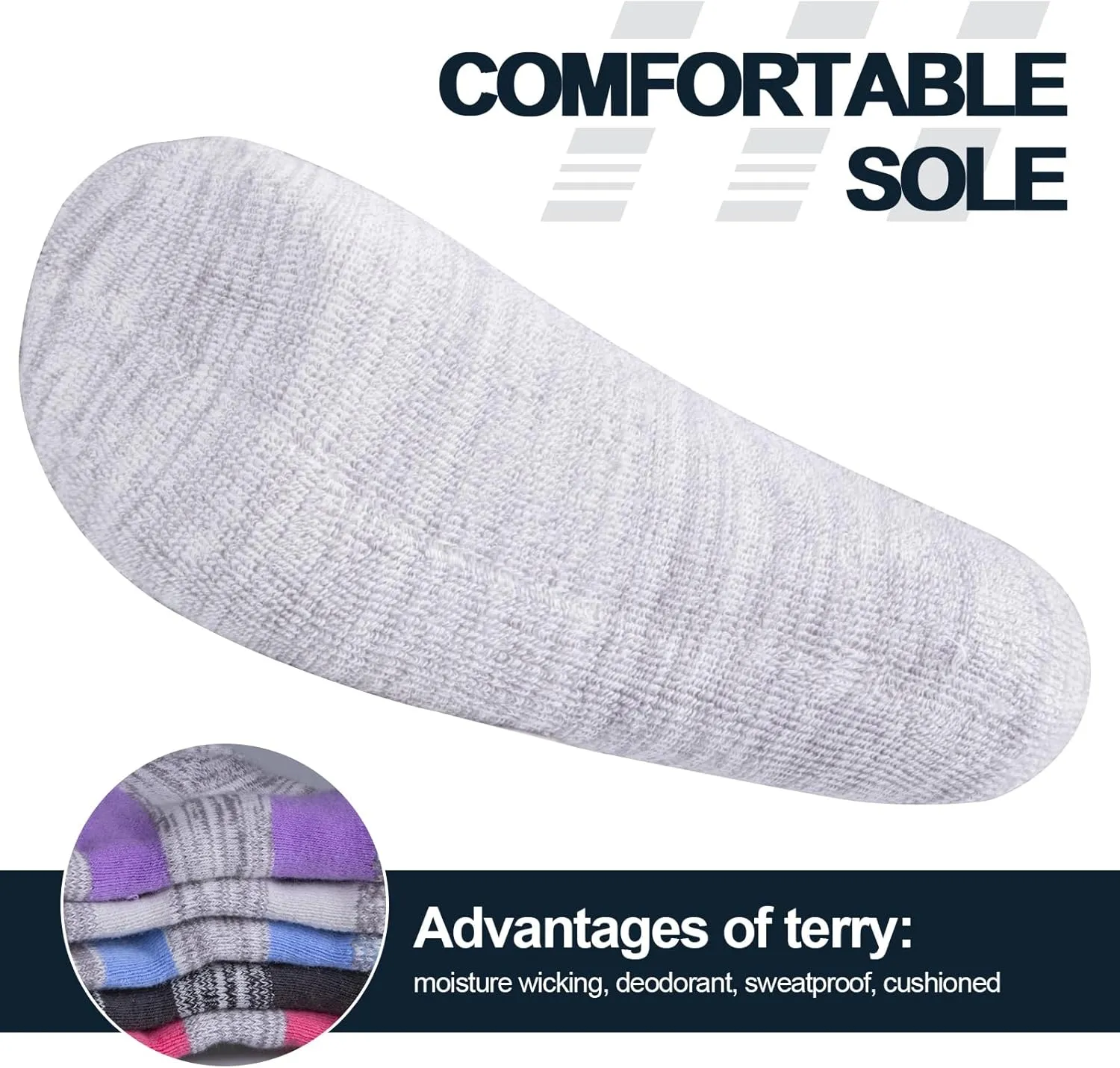5 Pairs Women's Outdoor Hiking Socks For Women, Moisture Wicking Athletic Cushioned Crew Socks Padded Work Boot Socks