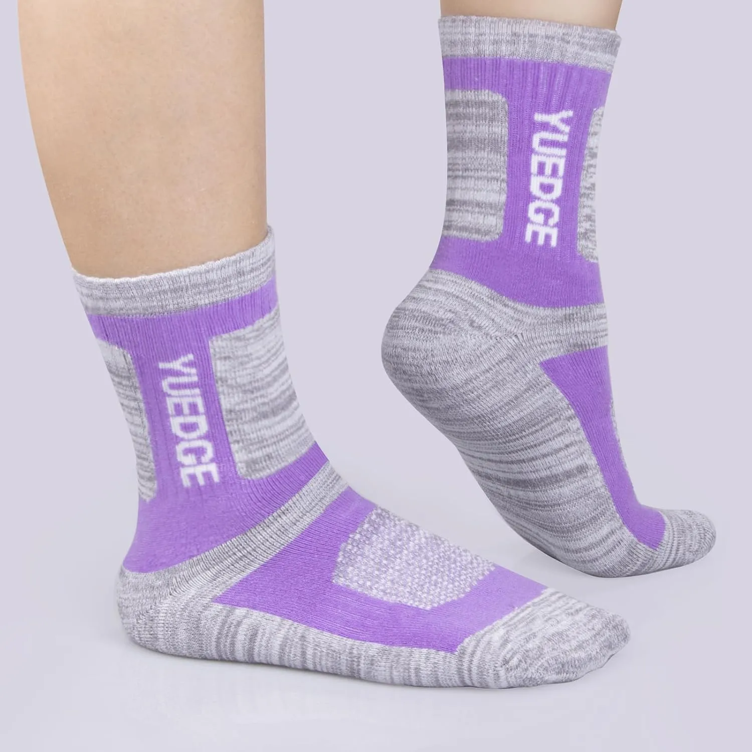 5 Pairs Women's Outdoor Hiking Socks For Women, Moisture Wicking Athletic Cushioned Crew Socks Padded Work Boot Socks