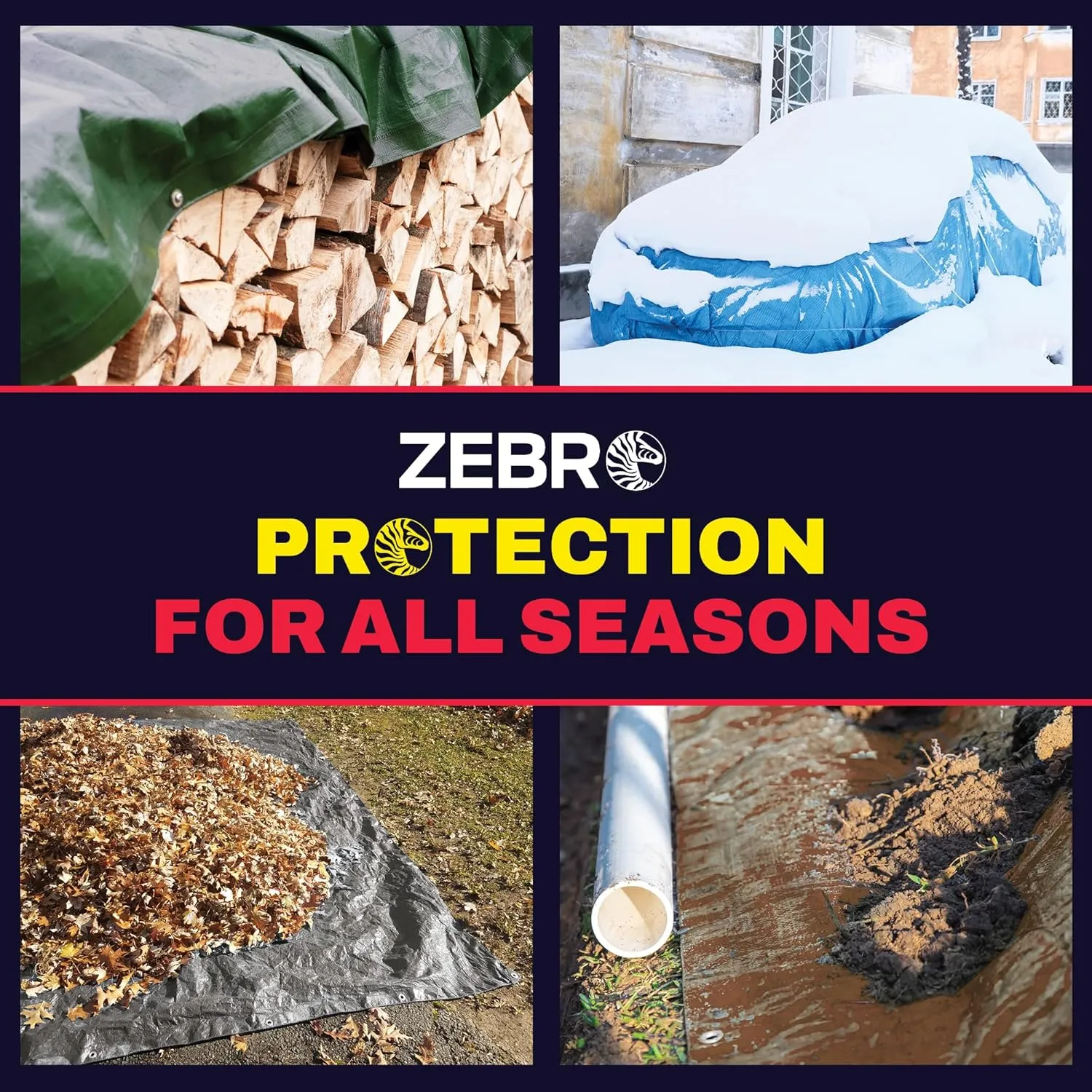 5' x 7' Brown Heavy Duty Tarp with Grommets Reinforced - 16 Mil Thick - Double Sided Plastic Tarps Waterproof - Large Tarpaulin Cover for Outdoor Camping Over/Under Tent Tarp RV Roof Rain - Zebro