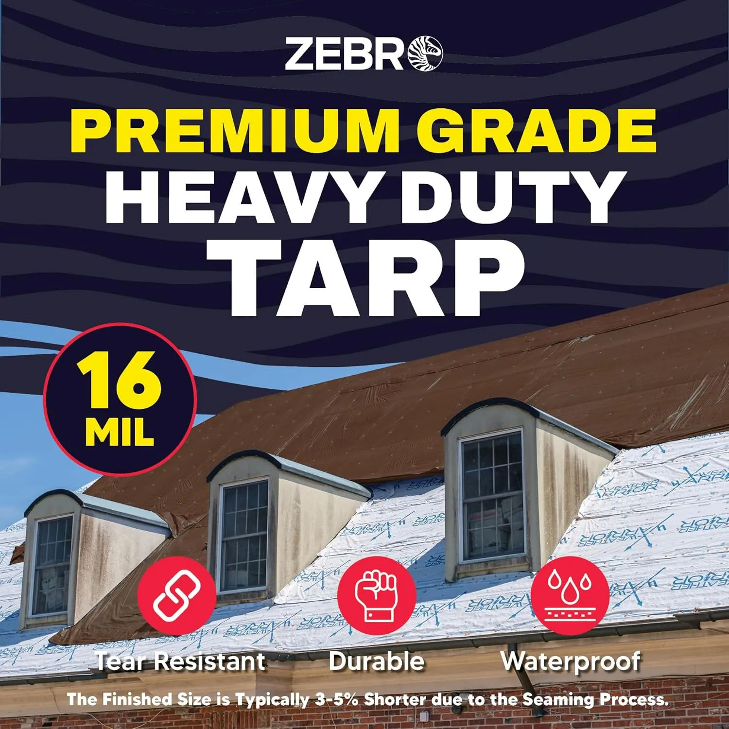5' x 7' Brown Heavy Duty Tarp with Grommets Reinforced - 16 Mil Thick - Double Sided Plastic Tarps Waterproof - Large Tarpaulin Cover for Outdoor Camping Over/Under Tent Tarp RV Roof Rain - Zebro