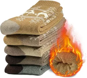 5/6 Pairs Wool Hiking Socks for Men Womens, Thermal Warm Socks for Men, Crew Winter Cozy Boot Socks