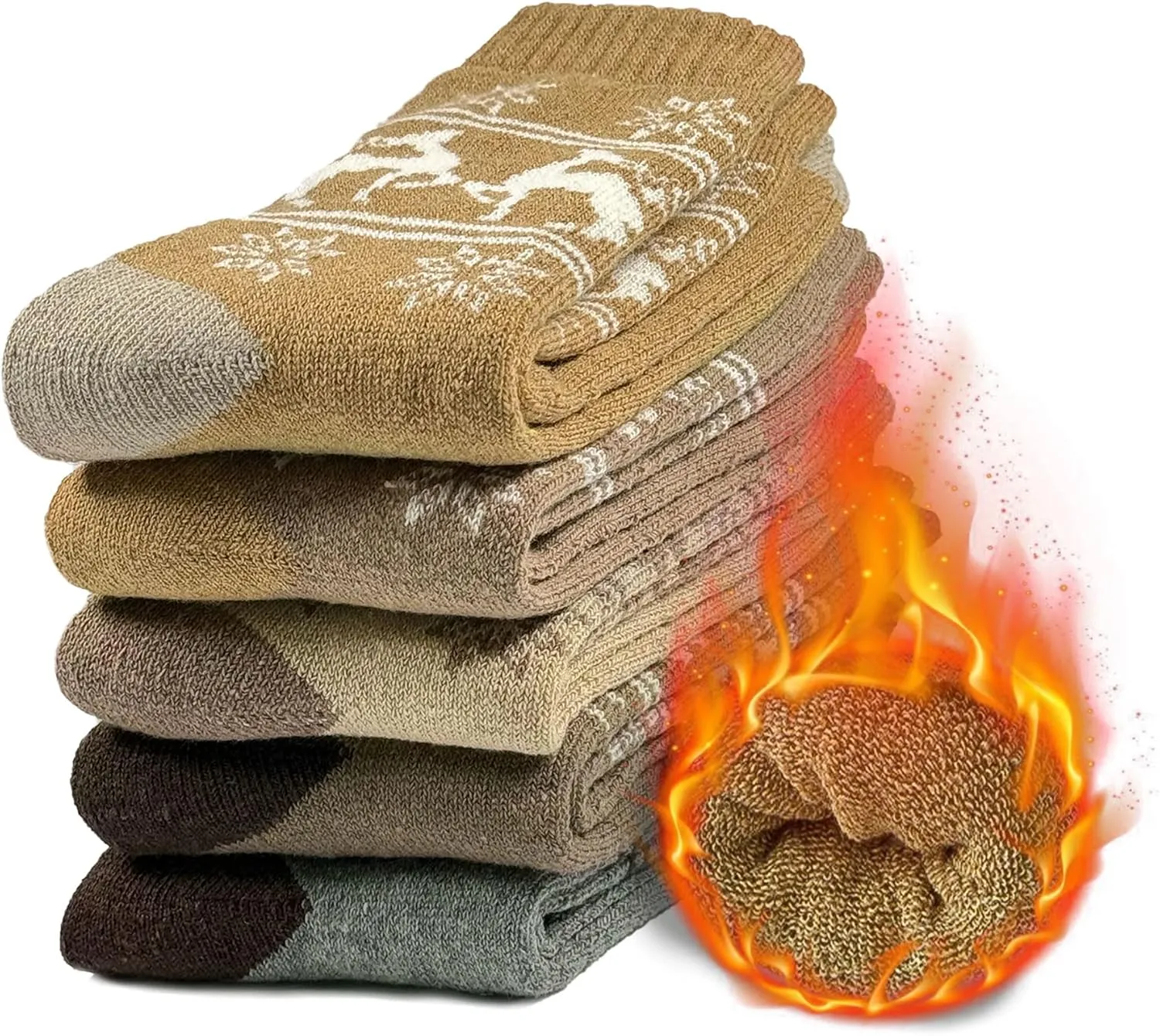 5/6 Pairs Wool Hiking Socks for Men Womens, Thermal Warm Socks for Men, Crew Winter Cozy Boot Socks