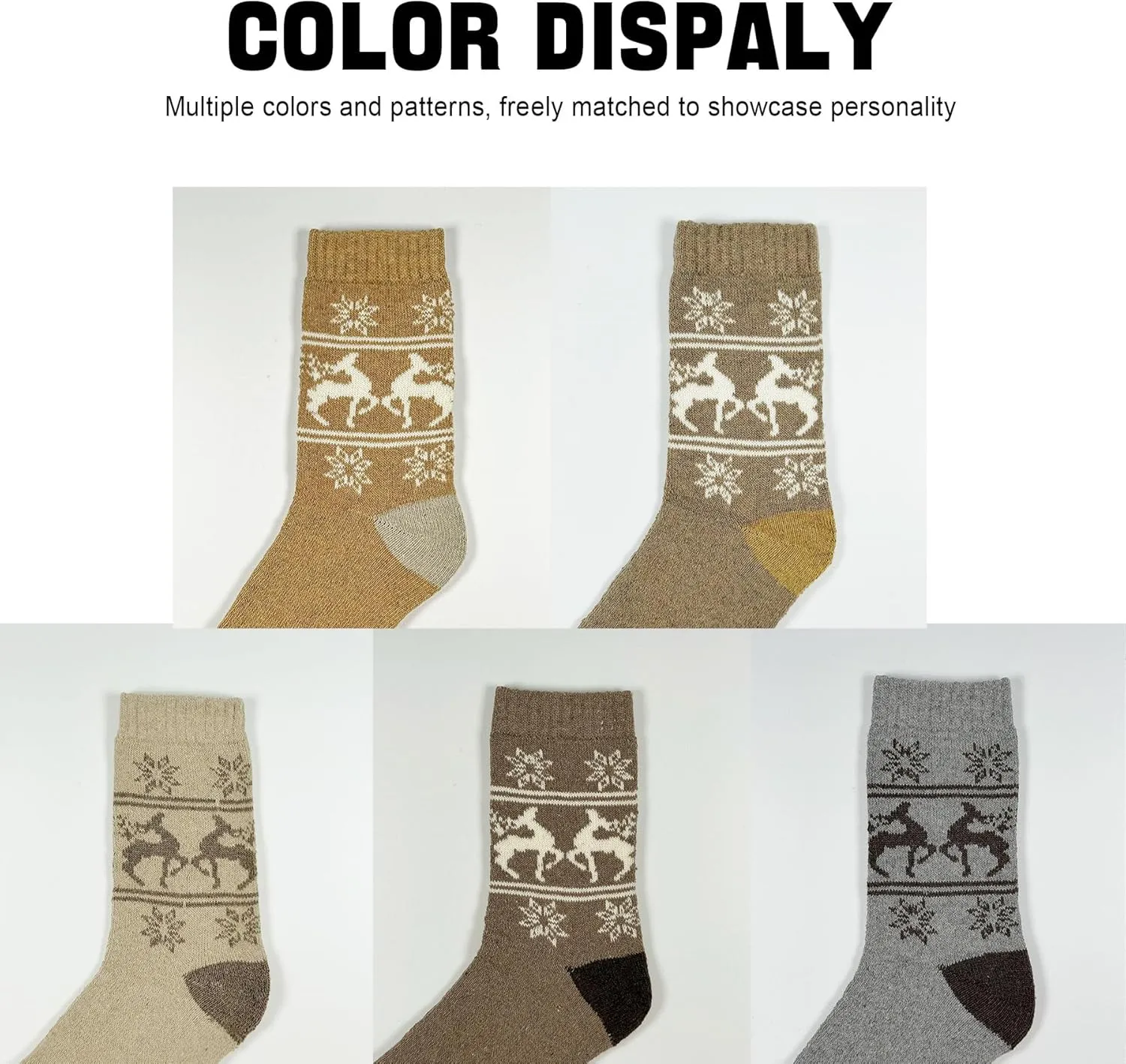 5/6 Pairs Wool Hiking Socks for Men Womens, Thermal Warm Socks for Men, Crew Winter Cozy Boot Socks