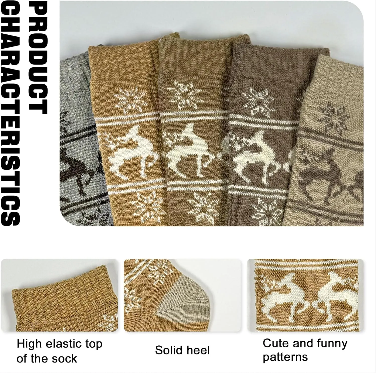 5/6 Pairs Wool Hiking Socks for Men Womens, Thermal Warm Socks for Men, Crew Winter Cozy Boot Socks