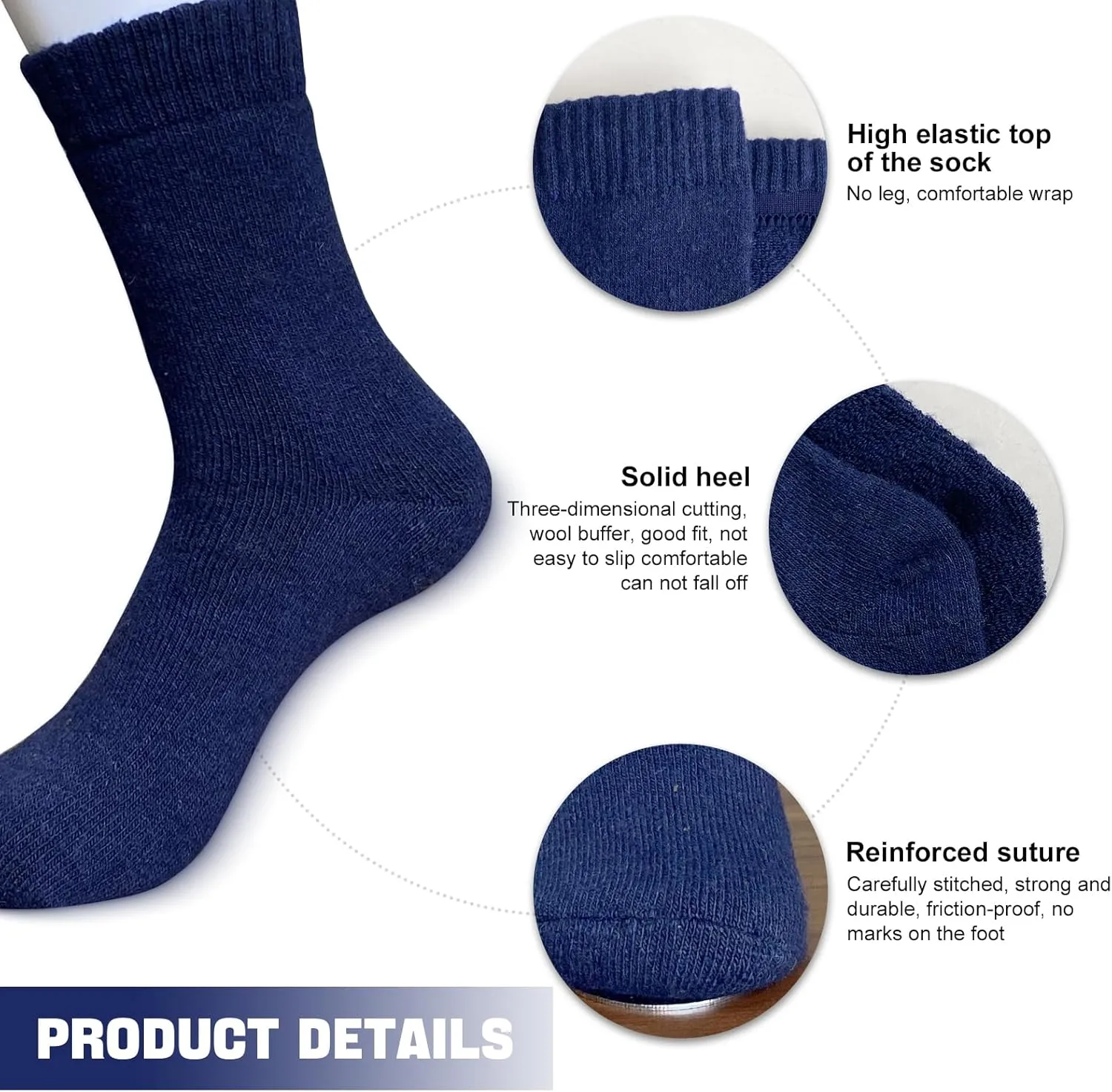 5/6 Pairs Wool Hiking Socks for Men Womens, Thermal Warm Socks for Men, Crew Winter Cozy Boot Socks