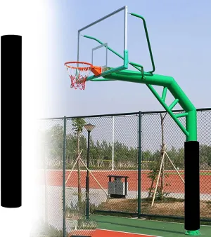 5.9 FT Tall Basketball Hoop Padding - Green Blue Gray, Community/Club/Schoolyard Round Basketball Pole Pad, Shock - Absorbing Wrap Around Protective Pads(Black,Dia 140mm (5 1/2in))
