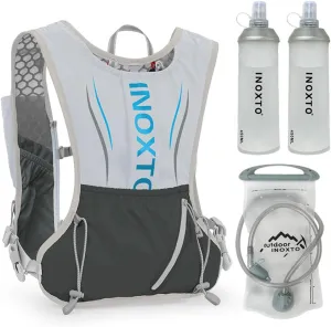 5L Hydration Pack Backpack, Hydration Vest Backpack Water Running Vest Pack with 1pc 1.5L Water Bladder and 2pcs 450ml Soft Water Bottles for Men Women Marathon Trail Hiking