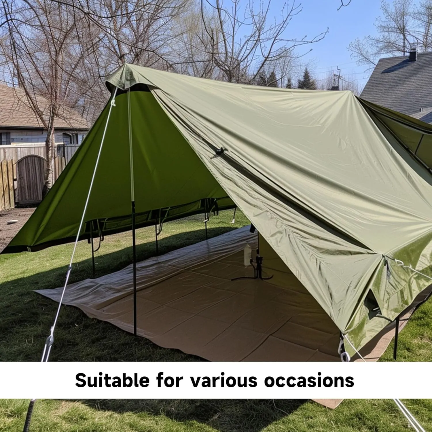 5'x7' 25Mil Ultra-Heavy Duty Waterproof Organic Silicone Coating Green Canvas Tarps with Grommets&Reinforced Edges, UV Resistant Durable Canvas Tarpaulin, Cover for Pool/Boat/Tent,Full Size